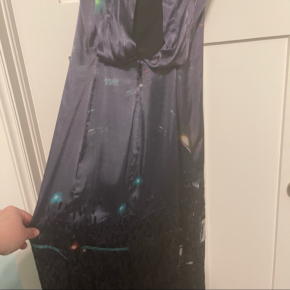 NWT H&M size 2 gorgeous blue purple silk blend dress gown with draped back! - Picture 10 of 13